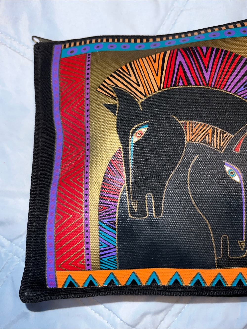 Laurel Burch Black Multicolor Horse Cosmetic Pouch - Picture 2 of 7